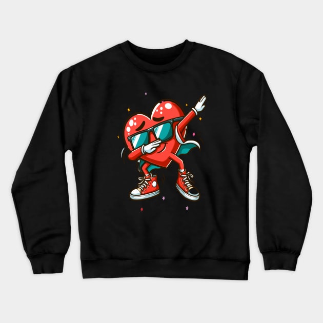 Valentines Day Dabbing Heart Funny Crewneck Sweatshirt by WOLVES STORE